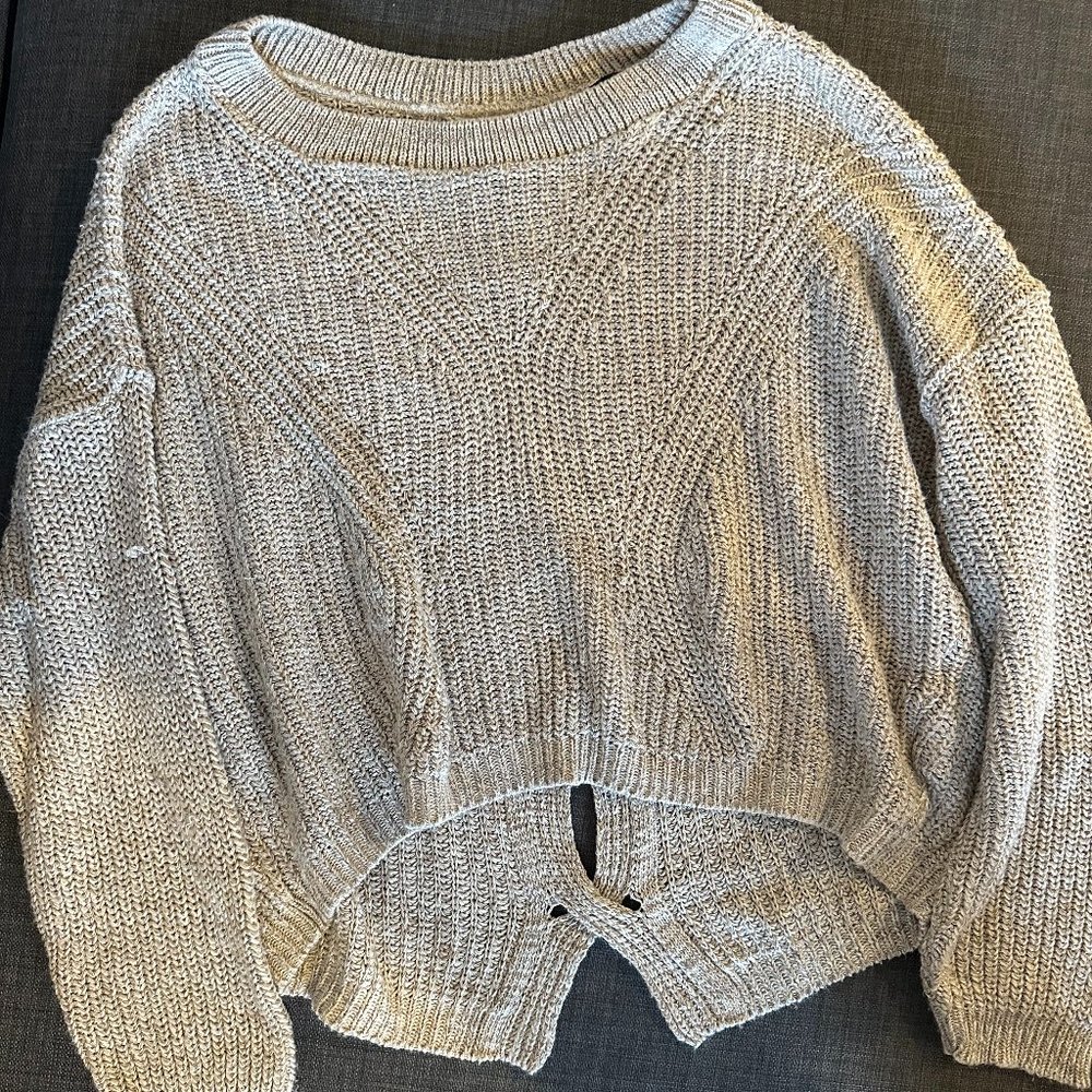 Express Beige Knitted Long Sleeve Sweater - Size S